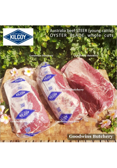 Beef blade OYSTER BLADE Australia STEER (young cattle) KILCOY frozen daging rendang sampil WHOLE CUTS +/- 2.8kg length 15" 36cm (price/kg)